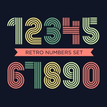Free Vector | Coloured retro numbers set