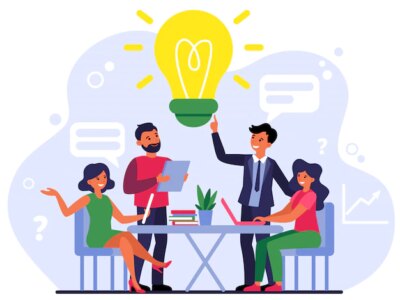 Free Vector | Company employees sharing thoughts and ideas