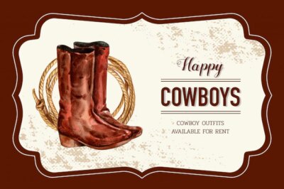 Free Vector | Cowboy frame with boots, rope