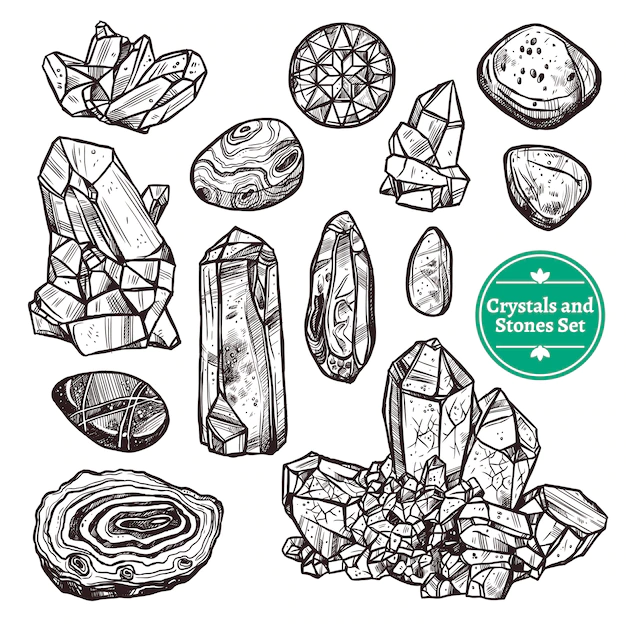 Free Vector | Crystals and stones set