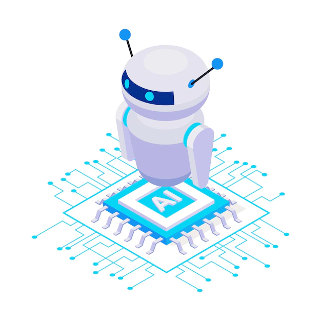 Free Vector | Cute artificial intelligence robot isometric icon