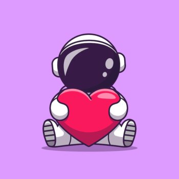 Free Vector | Cute astronaut holding heart love cartoon icon illustration. science technology icon concept isolated  . flat cartoon style