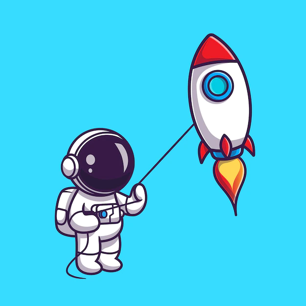 Free Vector | Cute astronaut playing rocket kite cartoon