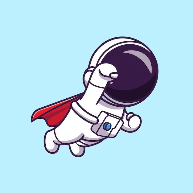 Free Vector | Cute astronaut super flying illustration