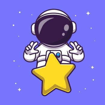 Free Vector | Cute astronaut with star in space cartoon vector icon illustration. technology science icon concept isolated premium vector. flat cartoon style