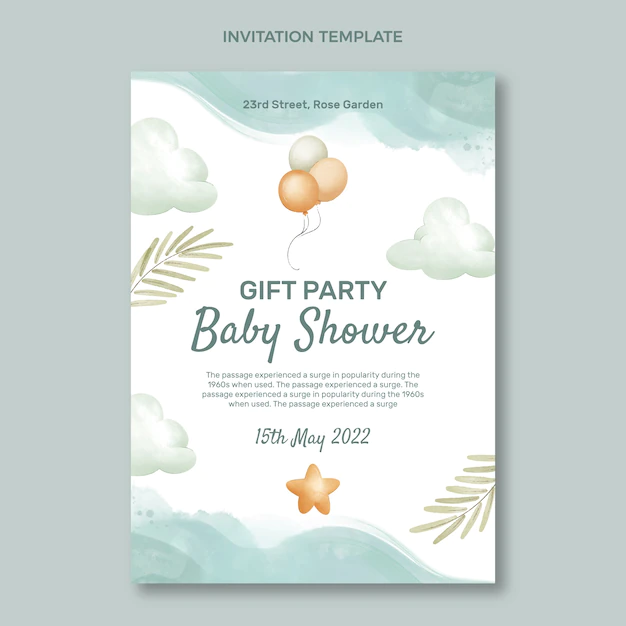 Free Vector | Cute baby shower design invitation template
