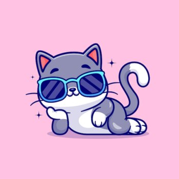 Free Vector | Cute cool cat wearing glasses cartoon vector icon illustration animal nature icon concept isolated