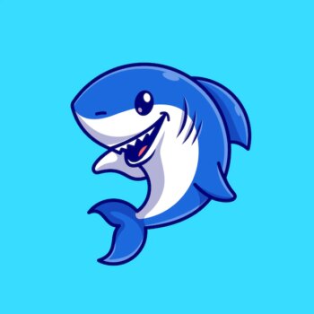 Free Vector | Cute shark fish cartoon vector icon illustration. animal nature icon concept isolated premium vector. flat cartoon style