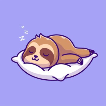Free Vector | Cute sloth sleeping on pillow cartoon vector icon illustration animal nature icon concept isolated