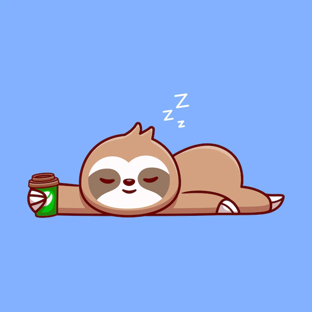 Free Vector | Cute sloth sleeping with coffee cup cartoon vector icon illustration. animal drink icon concept isolated premium vector. flat cartoon style