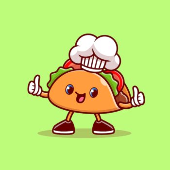 Free Vector | Cute taco chef thumbs up cartoon   icon illustration. food profession icon concept isolated  . flat cartoon style