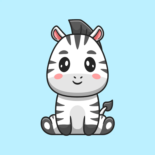 Free Vector | Cute zebra sitting cartoon vector icon illustration. animal nature icon concept isolated premium vector. flat cartoon style