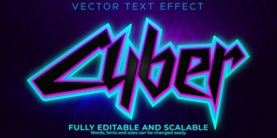 Free Vector | Cyber text effect, editable future and fiction font style