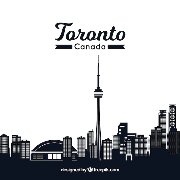 Free Vector | Dark skyline design of toronto