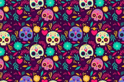 Free Vector | Day of the dead hand drawn style pattern