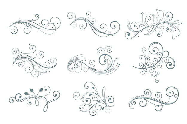 Free Vector | Decorative florals elements set in different style