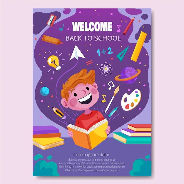 Free Vector | Detailed back to school vertical poster template