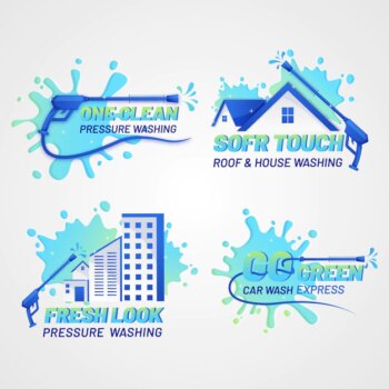 Free Vector | Detailed pressure washing logos
