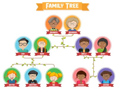 Free Vector | Diagram showing three generation family tree