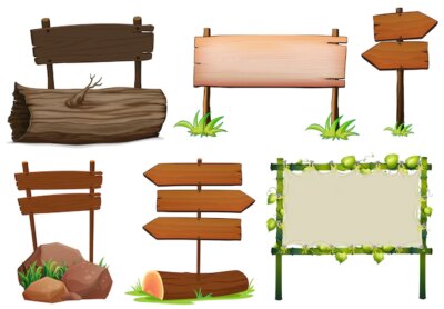 Free Vector | Different design of wooden signs illustration
