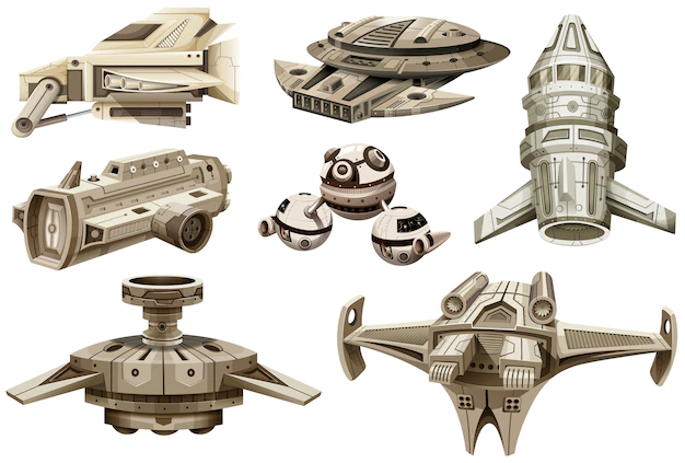 Free Vector | Different designs of spaceships