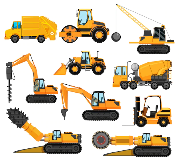Free Vector | Different types of construction trucks