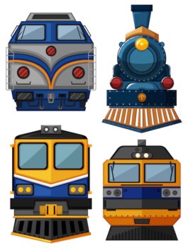 Free Vector | Different types of trains illustration