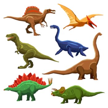 Free Vector | Dinosaurs color icons iet