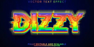 Free Vector | Dizzy vertigo text effect editable psychedelic and hippie font style