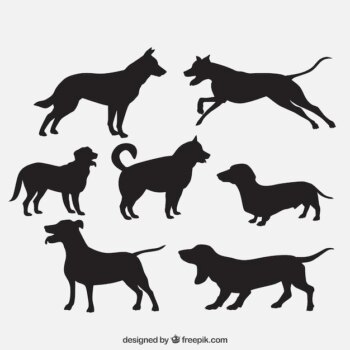 Free Vector | Dog breeds silhouettes