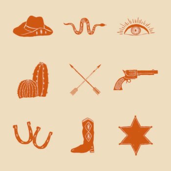 Free Vector | Doodle cowboy logo  set