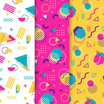 Free Vector | Dots and shapes memphis seamless pattern