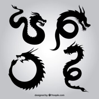 Free Vector | Dragon silhouettes