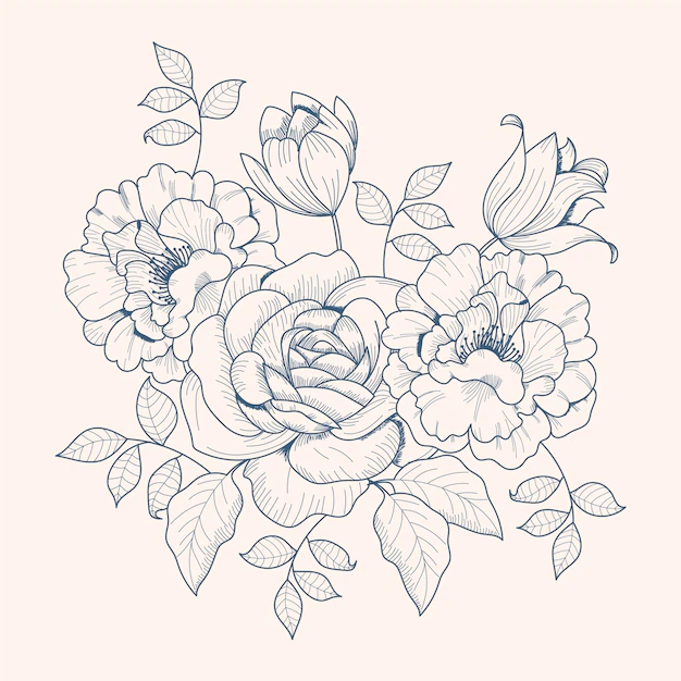 Free Vector | Drawing of vintage floral bouquet