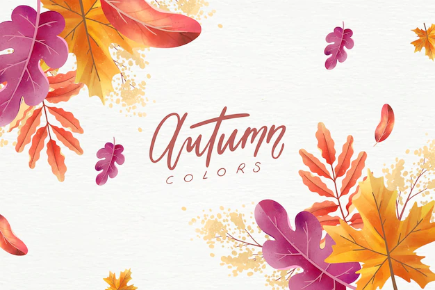 Free Vector | Drawn autumn background with colorful leaves