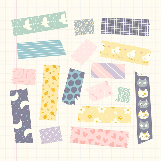 Free Vector | Drawn decorative washi tape collection