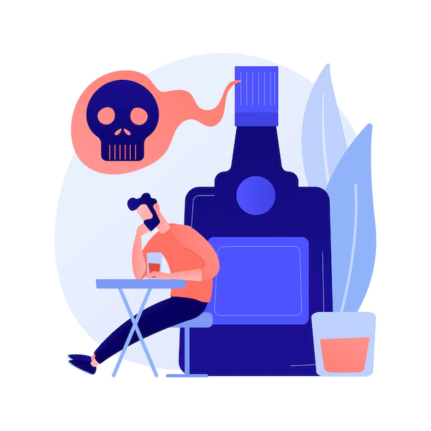 Free Vector | Drunk depressed man, alcoholic with hangover. heavy drinking, alcoholism problem, booze abuse. guy with alcohol addiction, psychological problem. vector isolated concept metaphor illustration
