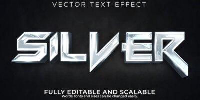 Free Vector | Editable text effect silver, 3d metallic gradient font style