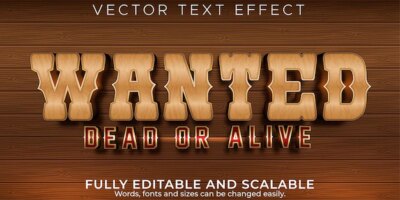 Free Vector | Editable text effect, western wanted text style