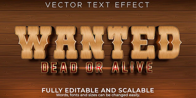 Free Vector | Editable text effect, western wanted text style