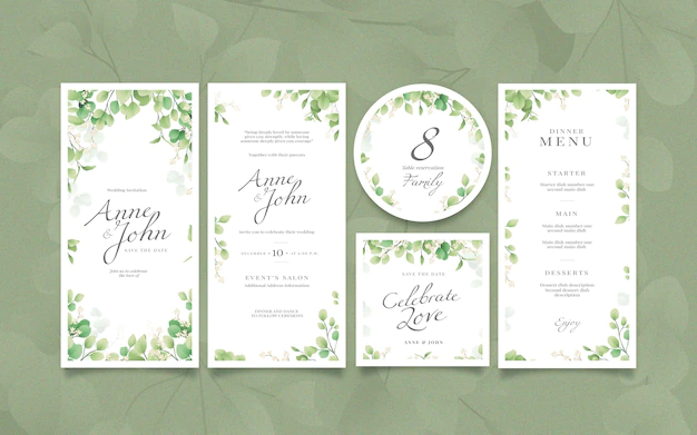 Free Vector | Elegant wedding stationery  collection