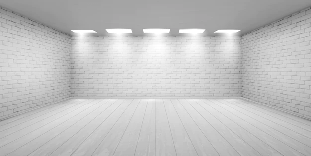Free Vector | Empty room with white brick walls in studio