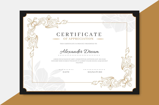 Free Vector | Engraving hand drawn ornamental certificate template