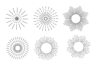 Free Vector | Engraving hand drawn sunburst collection