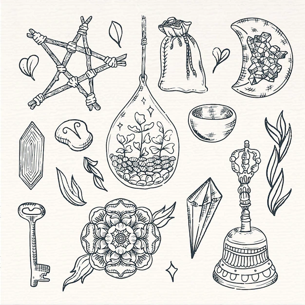 Free Vector | Esoteric vintage sepia sketch elements