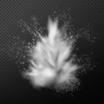 Free Vector | Explosion realistic composition with transparent background and monochrome image of dust particles and clouds of smoke vector illustration