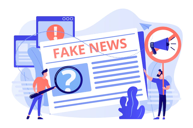 Free Vector | False information broadcasting. press, newspaper journalists, editors. fake news, junk news content, disinformation in media concept illustration