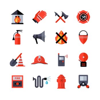 Free Vector | Fire department decorative icons