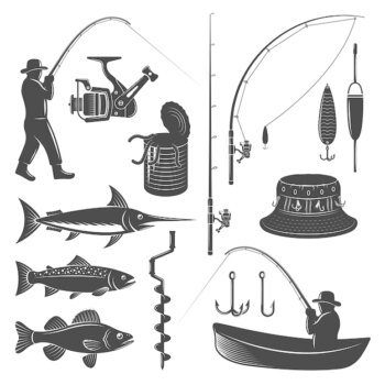 Free Vector | Fishing icons set