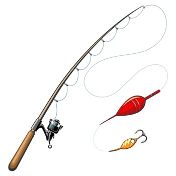 Free Vector | Fishing rods. catch and hobby, sport equipment, fish hook, object tool